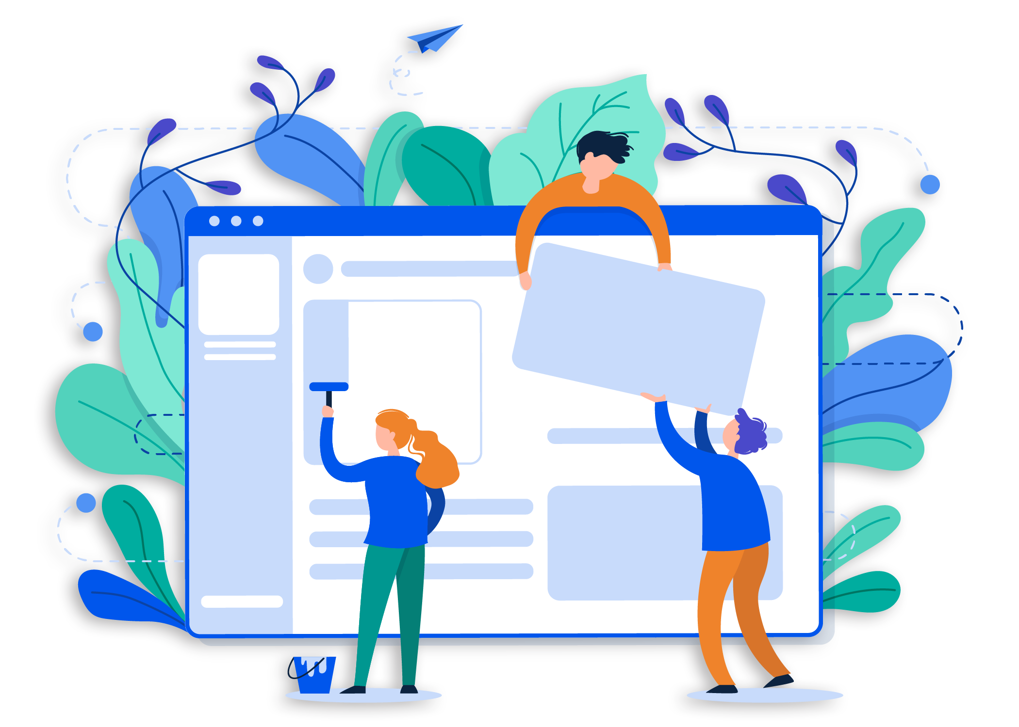 people putting a website together