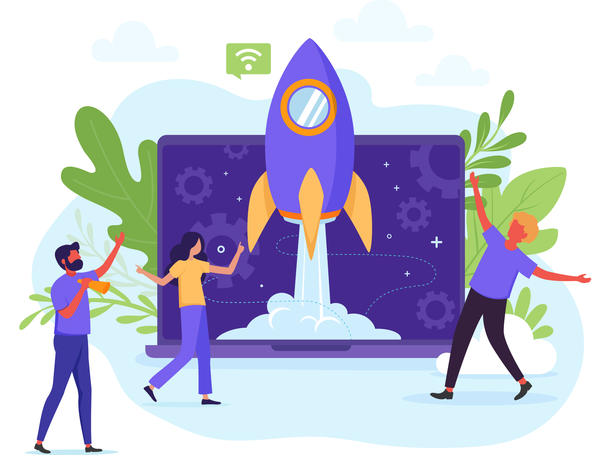 people putting a website together